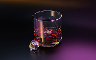 On the Rocks blender glass ice photoshop render wiskey