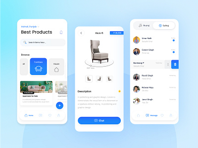 Resale Products App app app design concept design ecommerce app flat homescreen intaraction interface ios marketplace app minimal olx onboarding splashscreen store