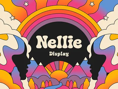 Nellie Display 60s 70s bubbly font fontdesign letters psychedelic rainbow retro type typography vintage