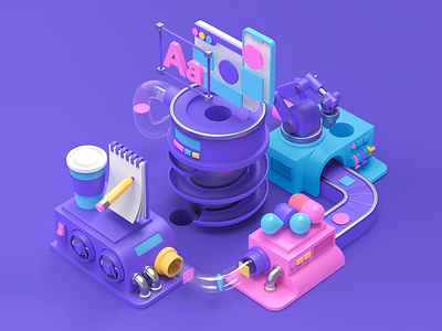 UX&UI Design Factory 3D Illustration 3d 3d art 3d illustration 3d illustrations adobe illustrator blender drawing illustration illustration for web