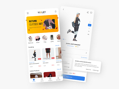 Online clothing shop app design ui ux