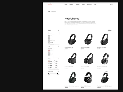 Music Webshop behringer cart clean grid headphones layout minimal music selection sennheiser shop sony typography ui ux webshop white space