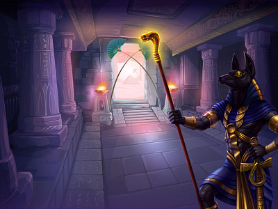 Main background illustration for the Anubis slot game anubis slot anubis themed casino design casino game casino graphics egypt slot egyptian slot egyptian themed game art game design game designer game development graphic design graphic developer graphic development illustration illustrations slot design slot game art slot game development