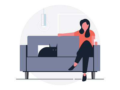 Chillin cat illustration minimal vector