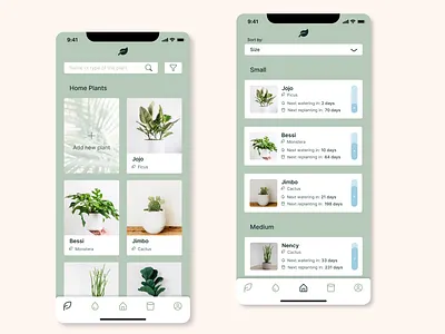 Mobile app for tracking plants at home, office, etc (Figma, iOS) app design figma ios mobile ui ux