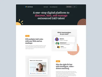How it works - Discover, hire, and manage outsourced L&D talent elearning facilitator freelancer hire how how it works interface job landing ld learning outsourced search talent ui ux web