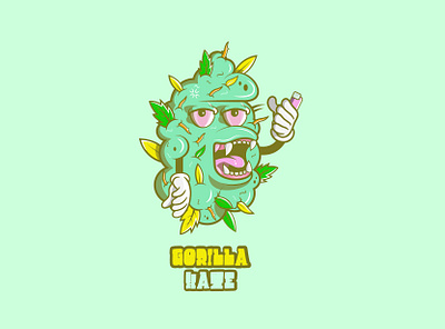 Gorilla Haze Character 420 cartoon cbd character design flower gorilla graphic design high illustration illustrator strain vector weed