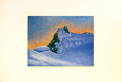 Nightfall on Dorado Needle cascades landscape mountain painting pointillism stippling tyler stockdale