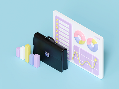 3d illustration business analytics 3d 3d rendering 3d shapes analytics blender briefcase business illustration marketing money