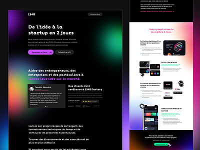 Landing page for a Design & Development Agency based in France dark ui design design agency development agency france gradient landing page startup ui ux