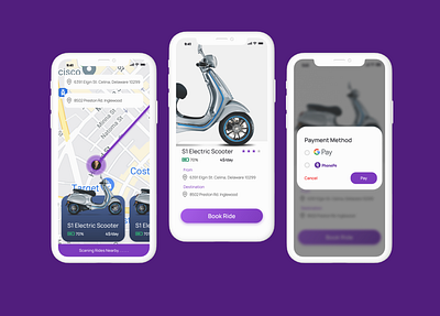 Rent Scooter App UI design app design graphic design typography ui ux