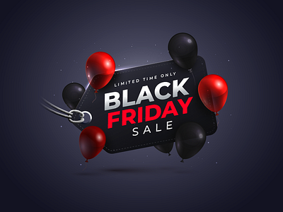 Black friday 2021 balloons banner black friday design download illustration tag vector
