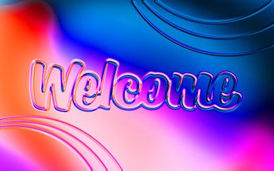 Welcome ai background effect generative art glass holographic text welcome