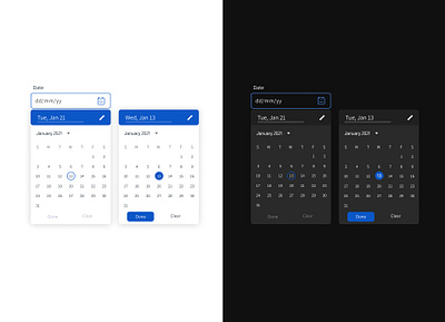 Date Picker- form field accessability blue dark mode date picker design form form design form field input light responsive ui ux