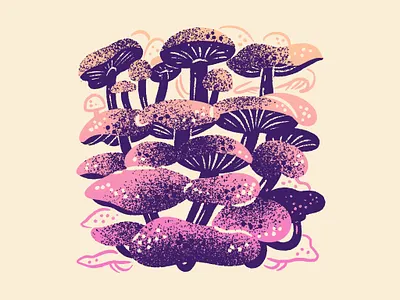 Mushroom Gradients drawing food illustration gradient grain illustration jordan kay limited color limited palette mushroom noise plant illustration shiitake texture