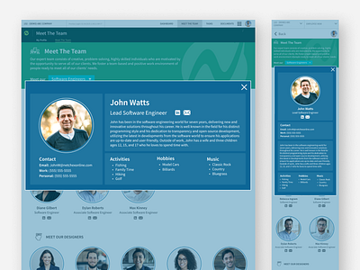 Individual Profile Screen blue branding design figma lightbox meet the team ui ui design ux webpage