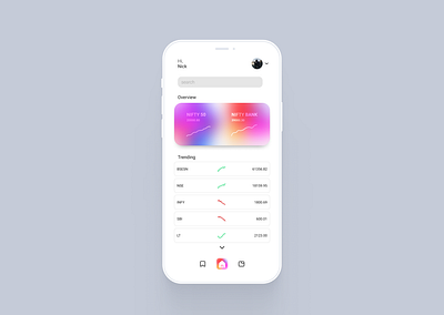 Stock Trading App Light Theme 2021 trend app basic design ios minimal mobile ui