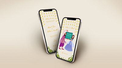 WhatsApp Invite character design e invite illustration invite wedding card wedding invite whatsapp