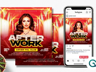 After Work Party Flyer Template club concert dj entertainment event festival flyer instagram square invitation live concert music party party flyer promotion