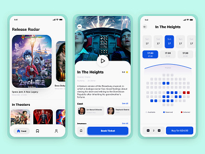 Movie Booking App app ui booking app cinema app cinematic film minimalist mobile app mobile app design movie cinema app movie poster ticket app ticket booking app ui design uidesign uiux design