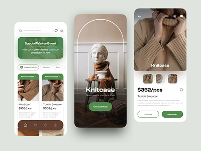 Knitcase🧶• Fashion Knit Apps app app design branding design fashion fashion store knit knit store minimal mobile mobile design ui ux