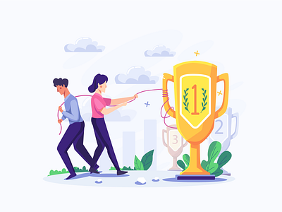 Business Team Get Top Position Flat Illustration branding business corporate header illustration illustration meeting office partnership professional team teamwork ui ui design vector web