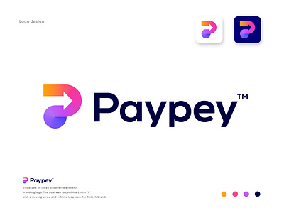 Paypey Logo | Fintech brand | Branding | (P + Arrow + Infinite) attractive beautiful blockchain brand branding btc colorful gradient crypto currency exchange design eth financial fintech icon identity logo modern logo nft pay payment app startup tech