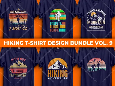 Hiking T-Shirt Design Bundle Vol. 09 apparel custom t shirt design etsy free t shirt free t shirt mockup illustration logo merch by amazon print on demand retro t shirt shirt t shirt t shirt designer tee template tshirt ui