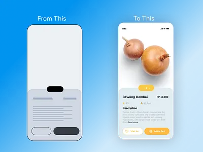 Wireframe and final design illustration typography ui ux