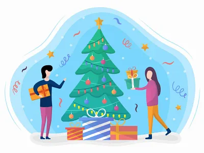 Free Christmas Vector Illustration chirstmas chrismas design familia family free freebie gift gifts graphics illustration illustrator people present presents tree trees vector xmas сhristmas