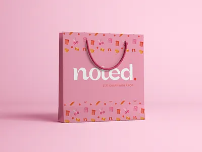 Noted - Stationary Shop Branding Logo Bag Design Pink #2 3d art artwork bag branding design digital art digital illustration graphic design icons illustration logo mockups pink school icons shopping stationary stationary icon ui vector