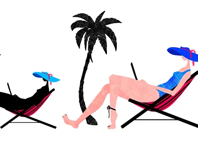 Freelancer is freelancing. adobe fresco beach character character design freelance freelancer graphic design holidays illustration interface illustration remote work rest silhouette texture web illustration woman