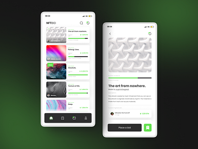 NFT Auction Mobile App Exploration aft auction auction app auction mobile app branding clean gradient graphic design minimalism app mobile app nft nft app nft auction mobile app non fungible token simple simple app design ui ui design uiux ux design white