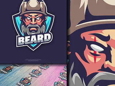 Beard mascot logo beard brand branding design designs esport esports flame illustration logo mascot skull