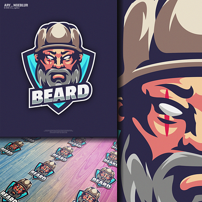 Beard mascot logo beard brand branding design designs esport esports flame illustration logo mascot skull