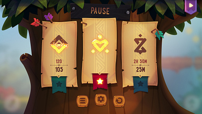 UI quest arrow game icon illustration pause quest ribbon ui wood