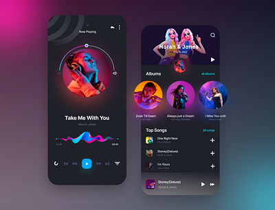Music Player App app clean concept dark design gradient music player theme ui ux