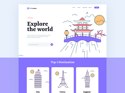 Destination Website accomodation destination icon illustration landing page travel