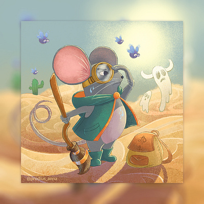 Desert Mouse animal artwork background branding cartoon character art character design concept desert digital art digital illustration fantasy graphic design illustration illustrator magic mobile game mouse picture book stickers