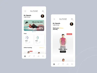 ELITANT Fitness App UI app ui design elegent fitness app minimal design ui ui design ui motion ui patern ux ux design workout ui