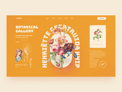 Botanical Gallery art botanical color cottagecore design floral flowers graphic design illustration lettering old style retro typography ui ui ux ux vintage website yellow