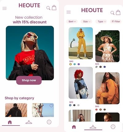 HEOUTE Fashion App app design fashion app ui ui design ux ux design