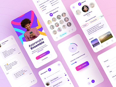 Coelo - App UI app coelo colorful gradient joy learning meet mobile people rafu ui