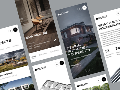 M-Corp - Architecture & Interior Design Company - Mobile architecture building concept corporate ecommerce house interior luxury mobile modern ui ux website