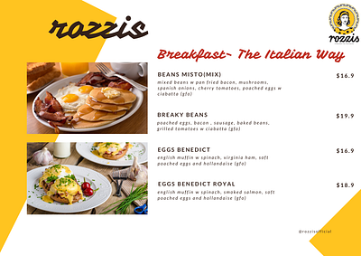 Rozzis menu branding design menu