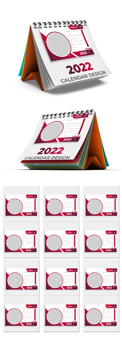 Table Desk Calendar 2022 animation beautiful evening design branding calendar design desk calendar graphic design illustration logo ui ux vector