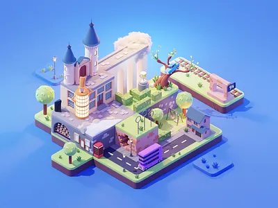 Wizarding World 3d blender diorama harry potter hogwarts illustration isometric lowpoly render
