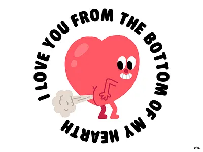 Honest Love character fart fun heart illustration joke love pun vintage