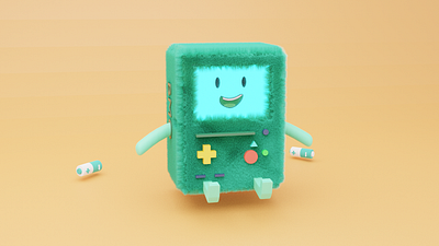 Fluffy BMO 3d 3d character 3d modeling adventure time blender bmo