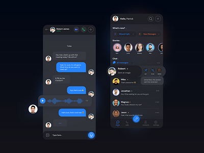 Messenger App - Dark UI app app design application chat chat app clean clean ui daily ui dailyui dark dark mode dark ui design flat interface messenger messenger app modern ui ux